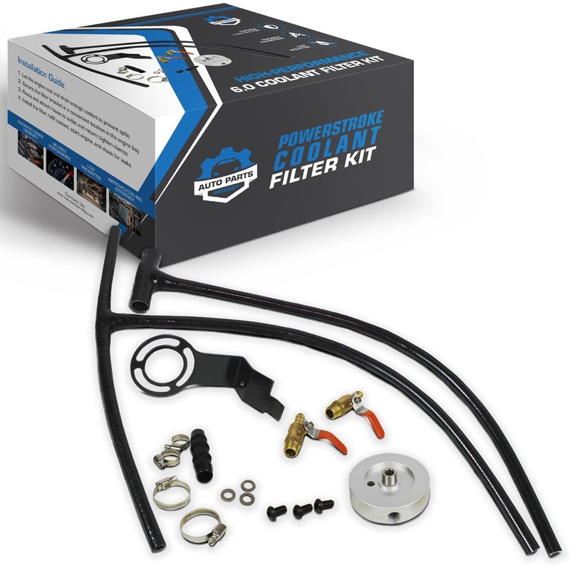 Auto Parts Prodigy Diesel Coolant Filtration System Filter Kit Compatible With 2003-2007 Ford 6.0 Powerstroke - Prevent Leaks Heavy Duty Improved Single Piece Hose Design - Image 1